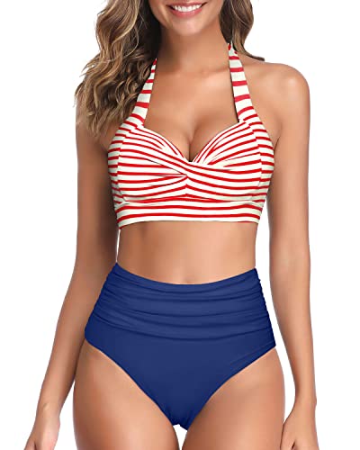 Red white and sale blue high waisted bikini