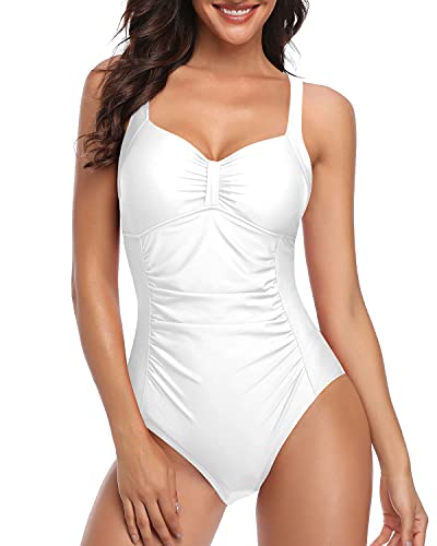 Slimming Vintage One Piece Swimsuits Women's Tummy Control Ruched
